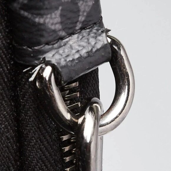Louis Vuitton Monogram Eclipse Canvas Double Phone Pouch Crossbody Bag - Picture 7 of 12